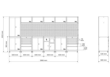 BGS Schrankwand-System Kompakt Holz 6 Module 80130